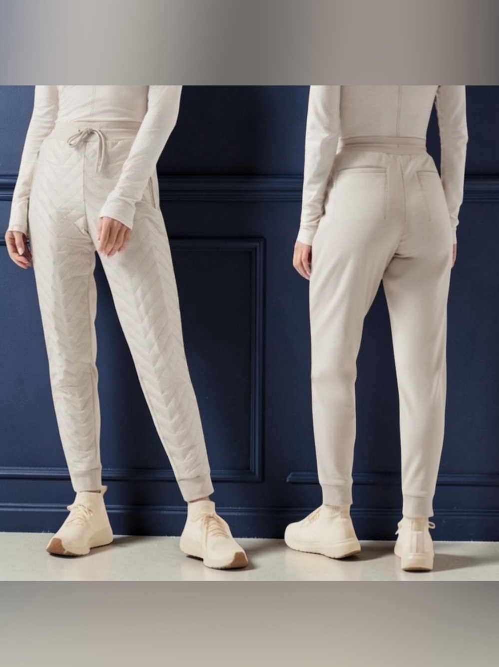 Athleta Quilted Solstice Joggers. Cream. Size: 16